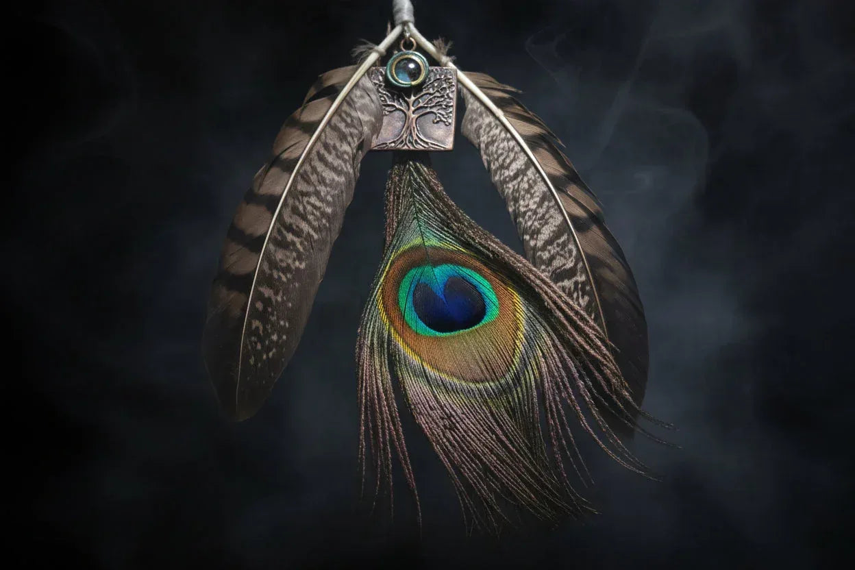Feather Witch Broom - Sorceress Sanctuary Green / 30cm x 15cm