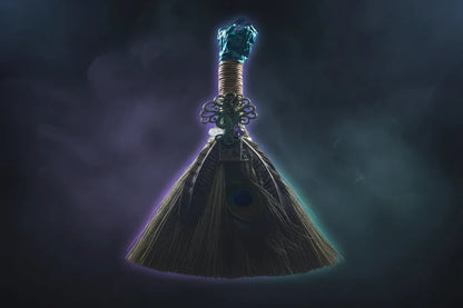 Feather Witch Broom - Sorceress Sanctuary Green / 30cm x 15cm