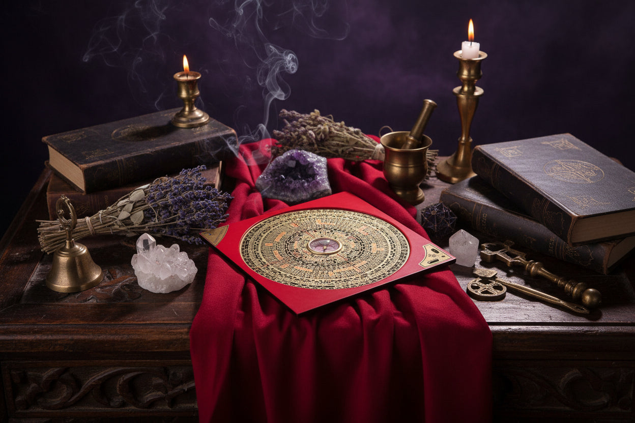 Feng Shui Compass - Sorceress Sanctuary Red / 8cm-Red / 11cm-Red / 15cm-Red / 20cm-Red / 23cm