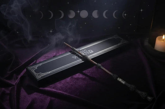 Incense stick and box with a candle on a dark background