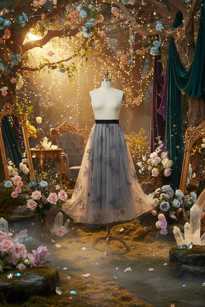 Floral Fairy Skirt - Sorceress Sanctuary Grey / One size