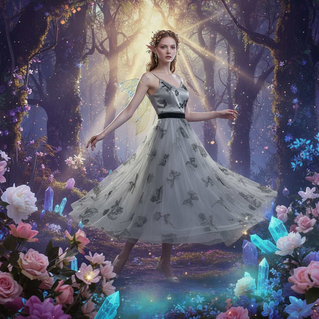 Floral Fairy Skirt - Sorceress Sanctuary Grey / One size