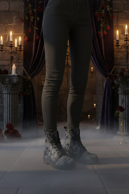 Witchy Skull Print Ankle Boots - Sorceress Sanctuary 36-37-38-39-35