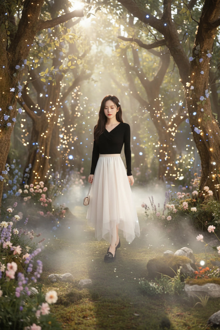 Flowing Fairy Skirt - Sorceress Sanctuary Apricot / S-Apricot / M-Apricot / L-Apricot / XL-Apricot / 2XL