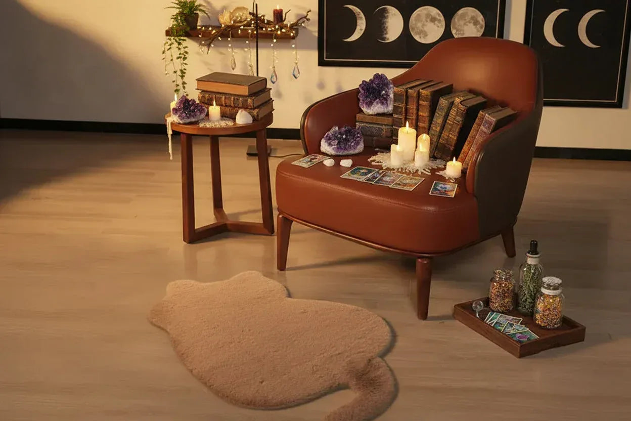 Fluffy Cat Rug - Sorceress Sanctuary Khaki / 47*93CM-white / 47*93CM-black / 47*93CM-pink / 47*93CM