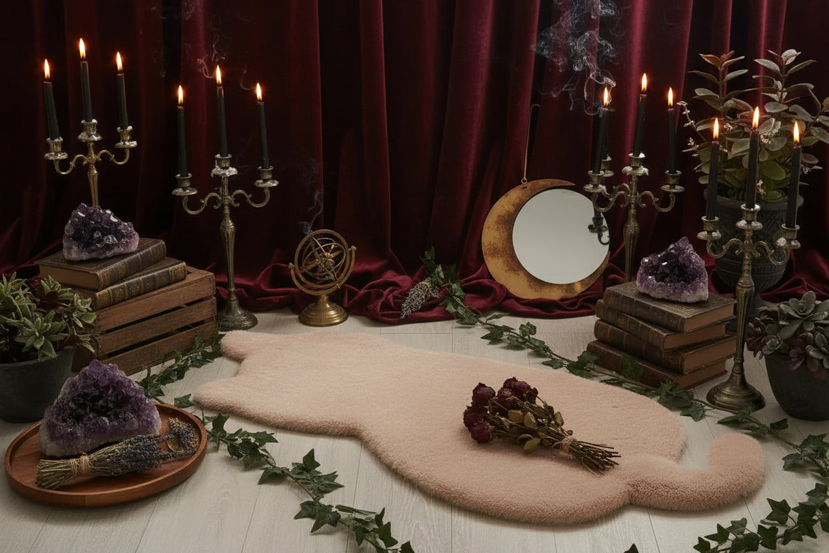 Fluffy Cat Rug - Sorceress Sanctuary Khaki / 47*93CM-white / 47*93CM-black / 47*93CM-pink / 47*93CM