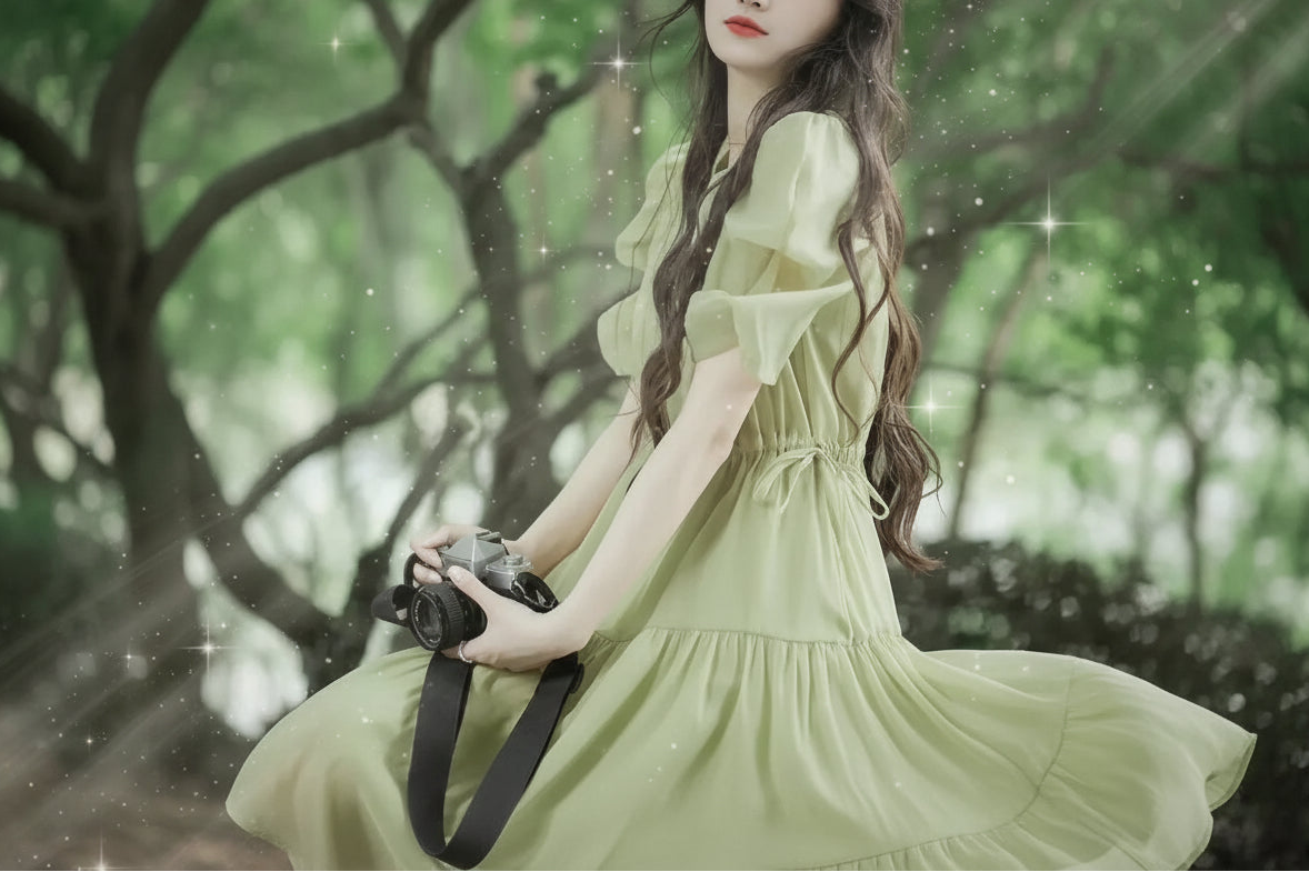 French Fairy Dress - Sorceress Sanctuary Green / S-Green / M-Green / L-Green / XL