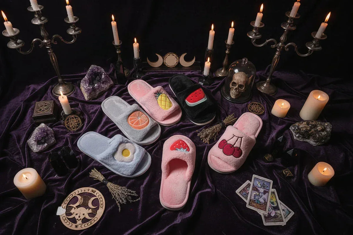 Fruity Plush Slippers - Sorceress Sanctuary Blue / M-Grey / M-Lotus root / M-Black / L-Violet / M