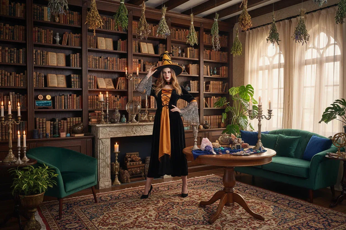 Full Witch Outfit - Sorceress Sanctuary Orange / One size-Gray / One size