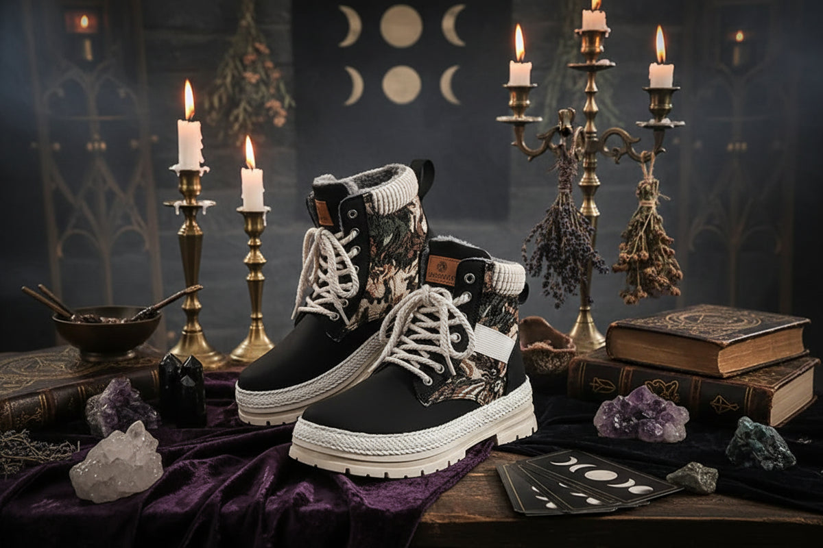 Fur Print Boots - Sorceress Sanctuary Black / Size39-Black / Size40-Black / Size41-Black / Size42-Black / Size43