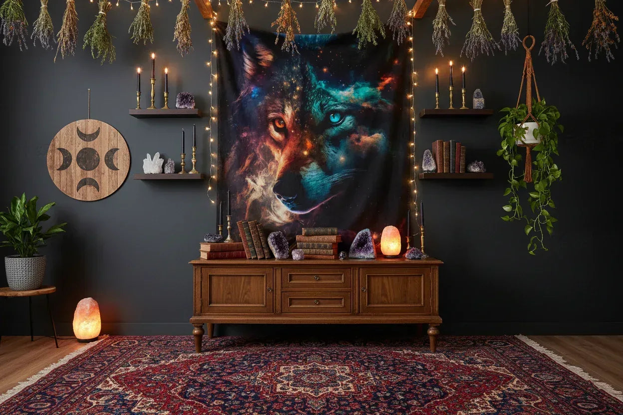 Galaxy Wolf Tapestry - Sorceress Sanctuary 130X150CM-150X200CM
