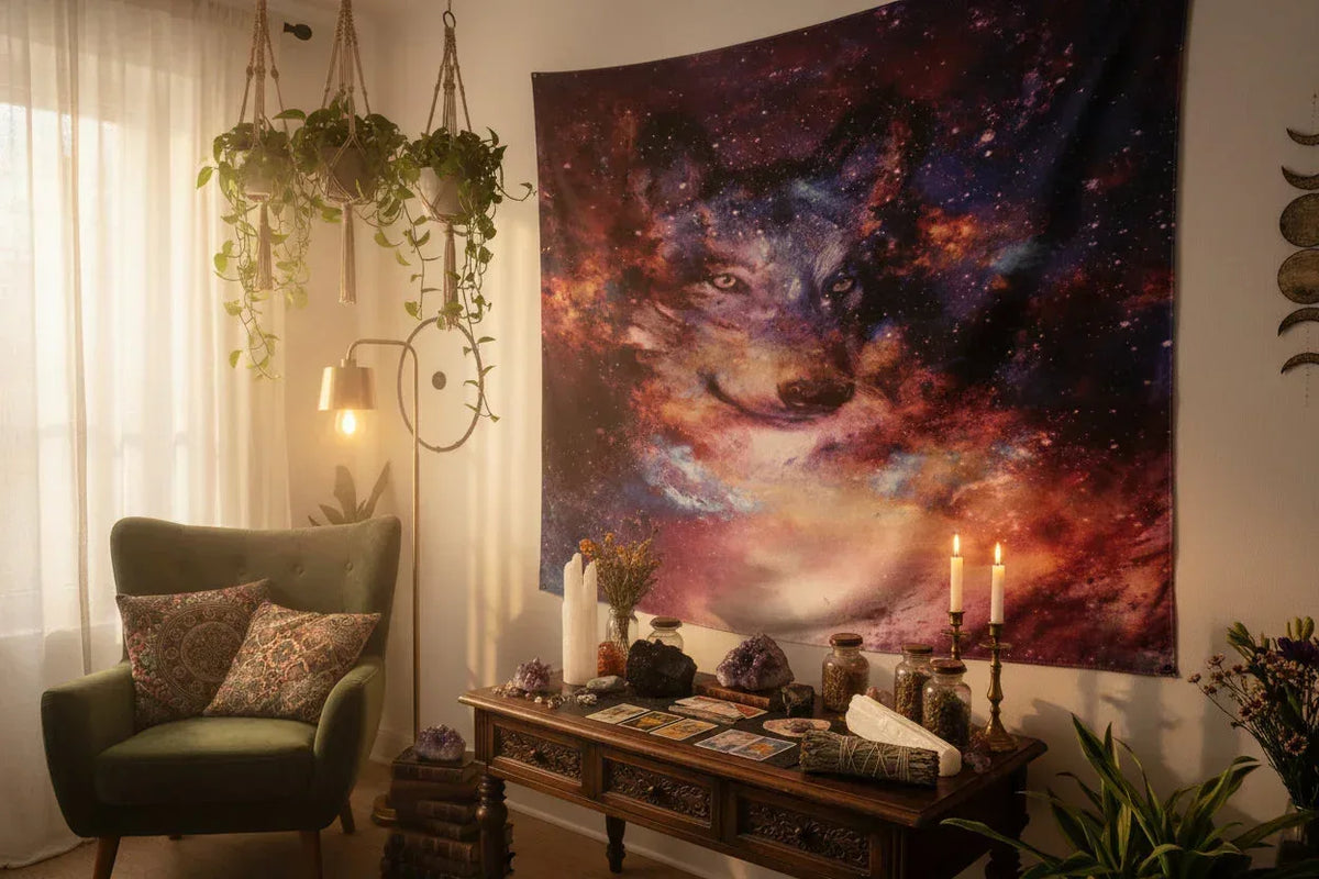 Galaxy Wolf Tapestry - Sorceress Sanctuary 130X150CM-150X200CM