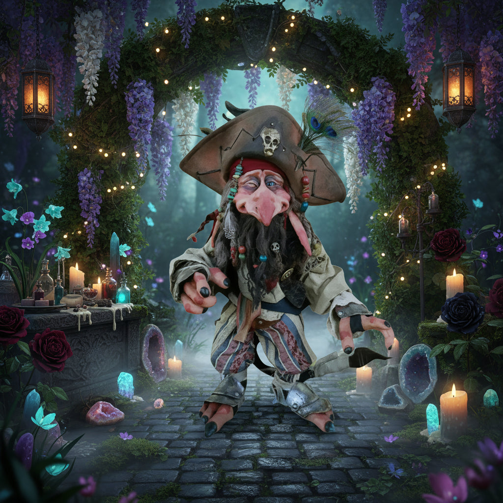 Gothic Vintage Garden Elf Goblin Sculpture for Outdoors Sorceress Sanctuary