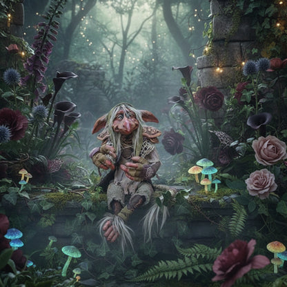 Gothic Vintage Garden Elf Goblin Sculpture for Outdoors Sorceress Sanctuary