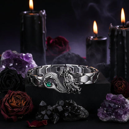Men's Bracelet with Green Gem Dragon Totem Sorceress Sanctuary