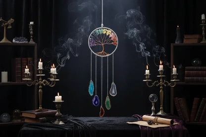 Gemstone Dreamcatcher - Sorceress Sanctuary Colorful agate life tree