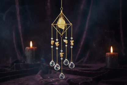 Gemstone Sun Catcher - Sorceress Sanctuary Full pink crystal pendant-All amethyst pendant-All green aventurine pendant-All-green gold pendant-Obsidian pendant