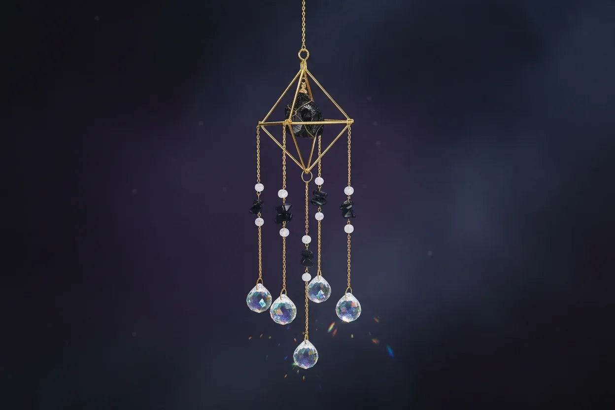 Gemstone Sun Catcher - Sorceress Sanctuary Full pink crystal pendant-All amethyst pendant-All green aventurine pendant-All-green gold pendant-Obsidian pendant