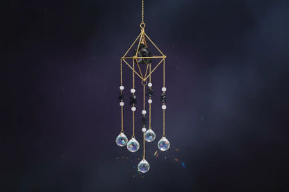 Gemstone Sun Catcher - Sorceress Sanctuary Full pink crystal pendant-All amethyst pendant-All green aventurine pendant-All-green gold pendant-Obsidian pendant