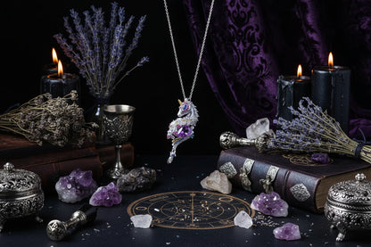 Gemstone Unicorn Necklace - Sorceress Sanctuary Purple-Blue