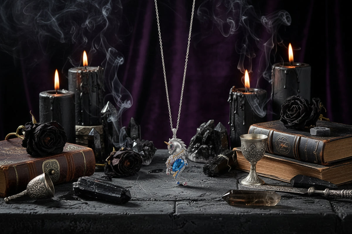Gemstone Unicorn Necklace - Sorceress Sanctuary Purple-Blue
