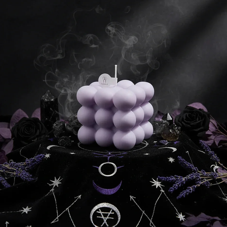 Geometric Candle - Sorceress Sanctuary Green-Yellow-Blue-Light Brown-Pink