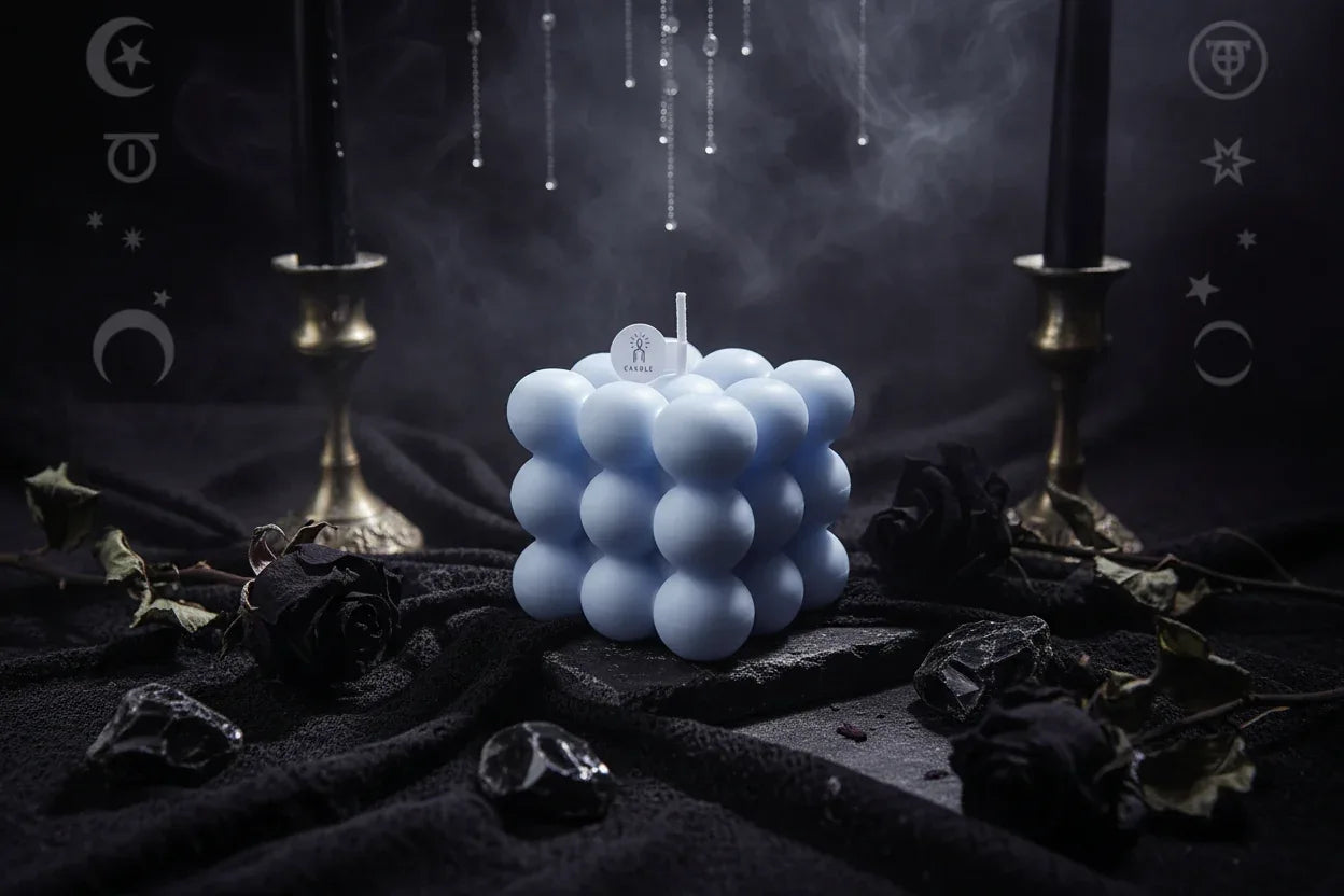Geometric Candle - Sorceress Sanctuary Green-Yellow-Blue-Light Brown-Pink