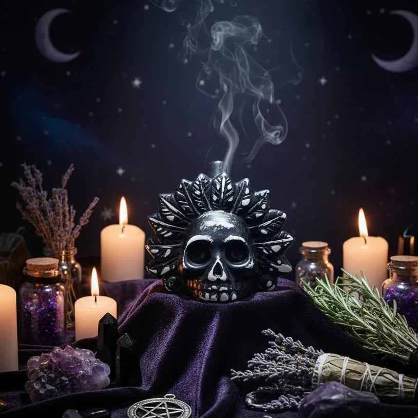 Ghost Scream Whistle - Sorceress Sanctuary Black And White Feather-Purple-Orange-Green-Human Skeleton
