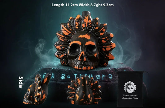 Ghost Scream Whistle - Sorceress Sanctuary Black And White Feather-Purple-Orange-Green-Human Skeleton