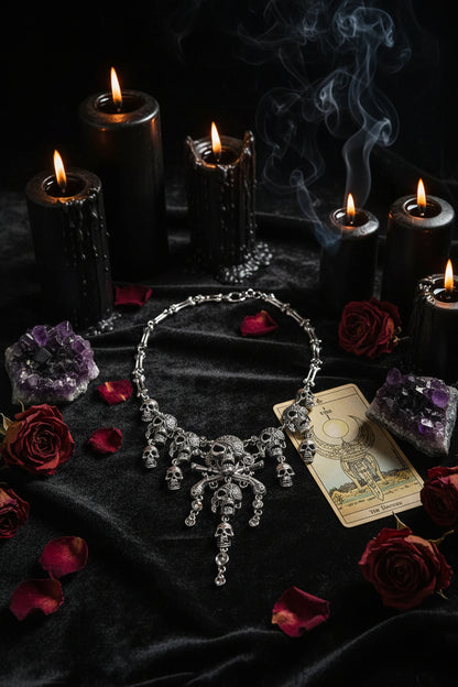 Vintage Ghost Head Tassel Necklace and Sweater Chain Sorceress Sanctuary