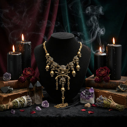 Vintage Ghost Head Tassel Necklace and Sweater Chain Sorceress Sanctuary
