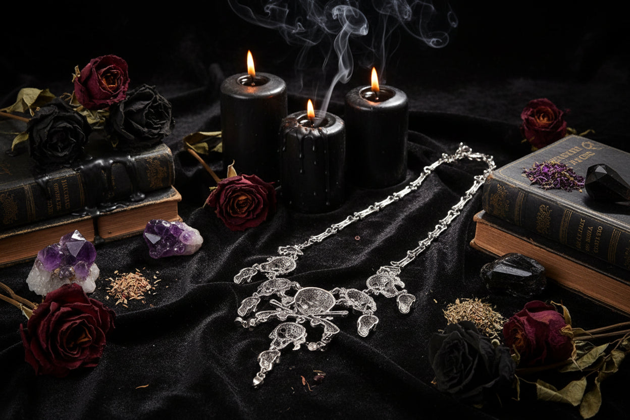 Vintage Ghost Head Tassel Necklace and Sweater Chain Sorceress Sanctuary