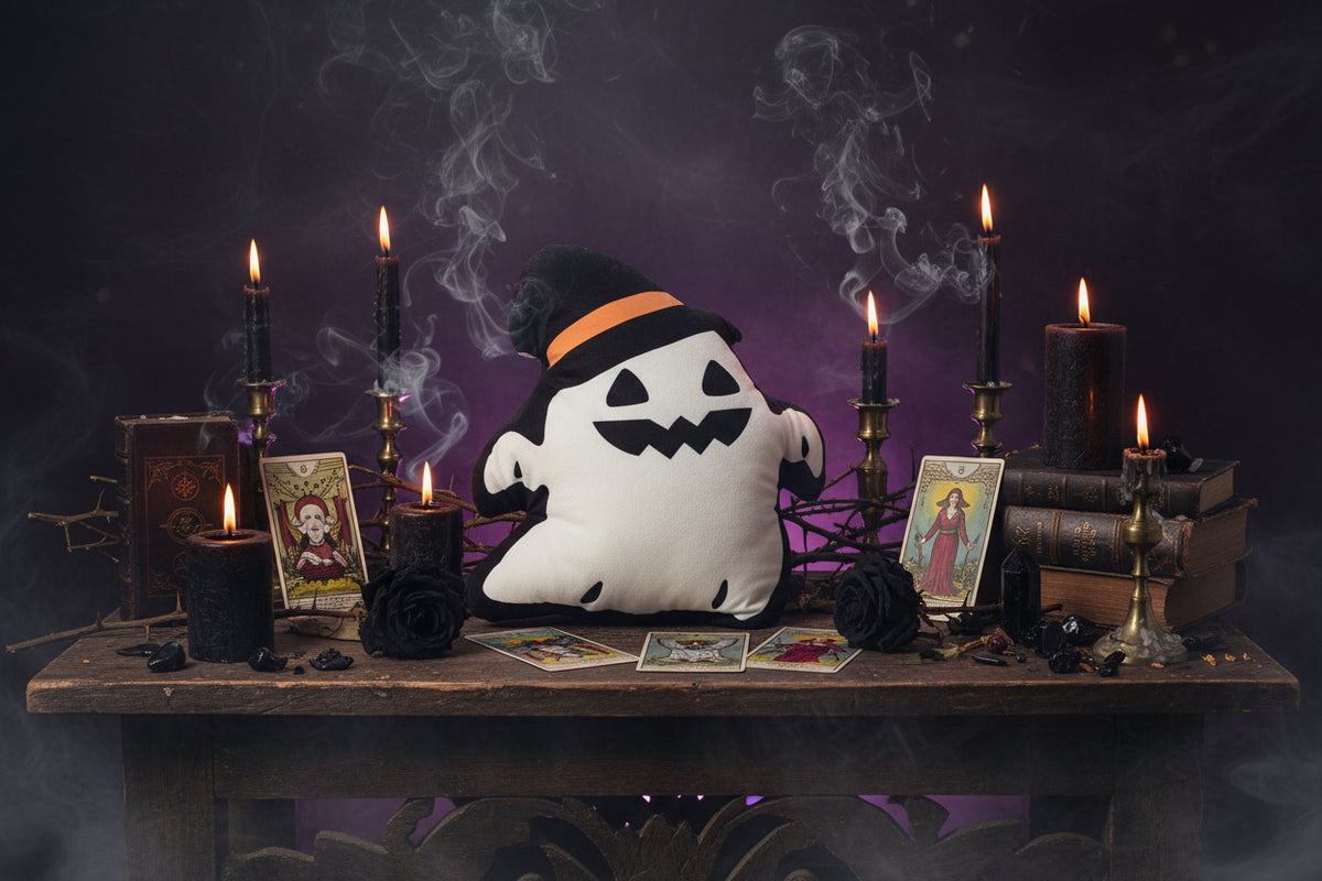 Ghost Witch Plushie - Sorceress Sanctuary Grimace Wearing Hat / 33 × 35cm
