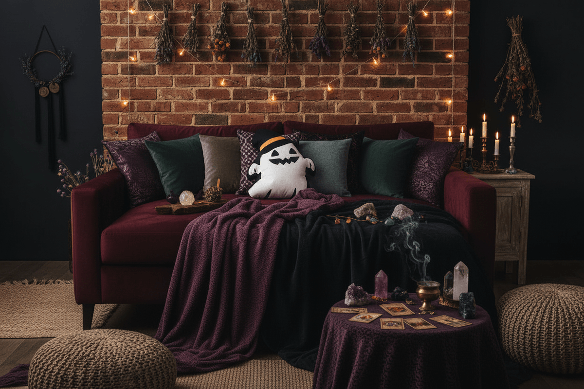 Ghost Witch Plushie - Sorceress Sanctuary Grimace Wearing Hat / 33 × 35cm
