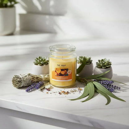 Glass Aromatherapy Candle - Sorceress Sanctuary Apple Cinnamon-Cherry bread-Citrus Cherry-Coffee-Ginger cake