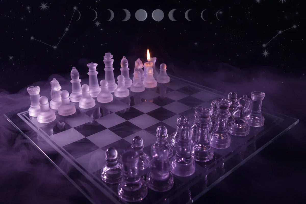 Glass Chess Set - Sorceress Sanctuary 20x20cm-25x25cm-35*35cm