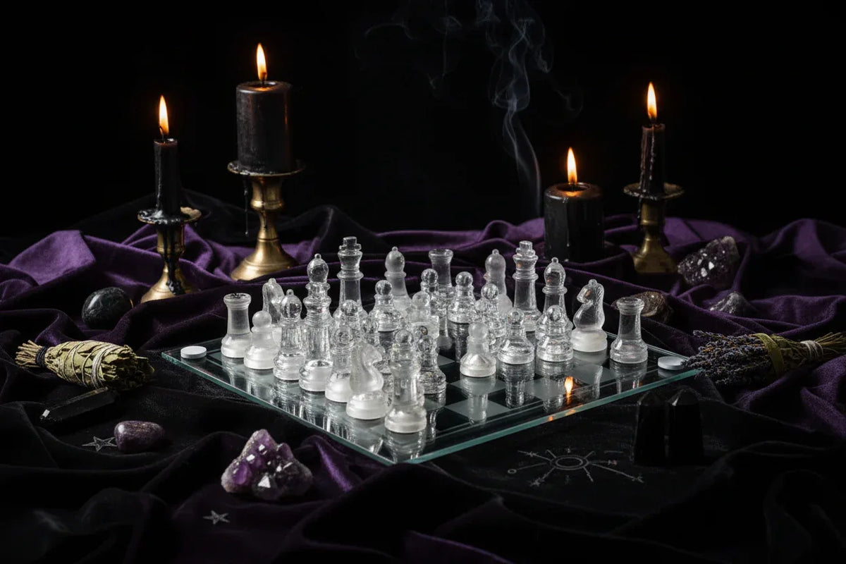 Glass Chess Set - Sorceress Sanctuary 20x20cm-25x25cm-35*35cm