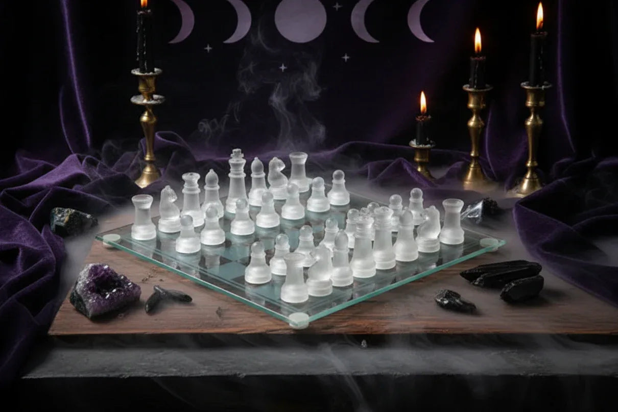 Glass Chess Set - Sorceress Sanctuary 20x20cm-25x25cm-35*35cm