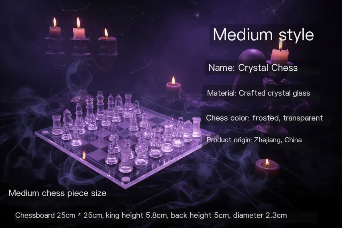 Glass Chess Set - Sorceress Sanctuary 20x20cm-25x25cm-35*35cm