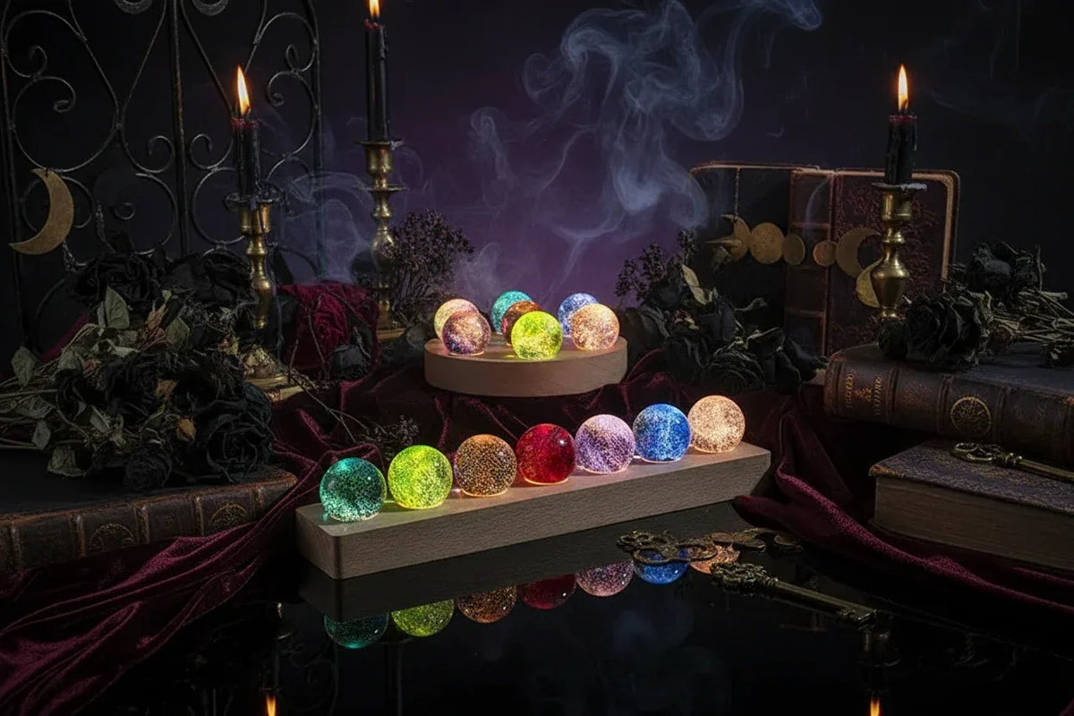 Glass Crystal Ball - Sorceress Sanctuary Pink / 1-Light Blue / 1-Purple / 1-Gilded / 1-Crimson / 1