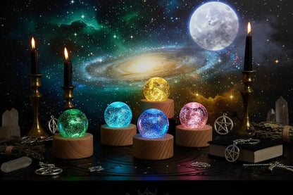 Glass Crystal Ball - Sorceress Sanctuary Pink / 1-Light Blue / 1-Purple / 1-Gilded / 1-Crimson / 1
