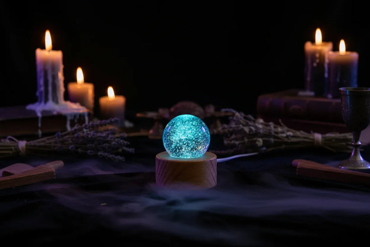 Glass Crystal Ball - Sorceress Sanctuary Pink / 1-Light Blue / 1-Purple / 1-Gilded / 1-Crimson / 1