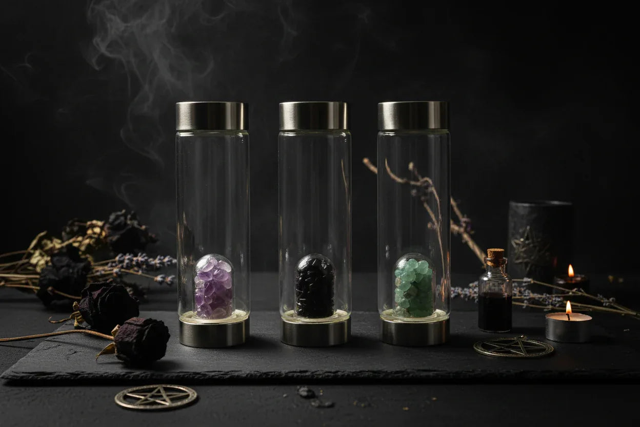 Glass Water Cup - Sorceress Sanctuary Green / 401to500ml-Black / 401to500ml-Pink / 401to500ml-Navy Blue / 401to500ml-Red / 401to500ml