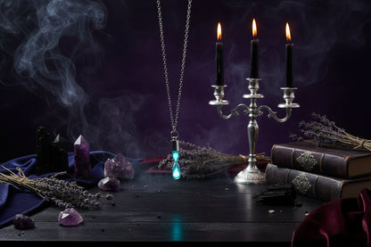Glow Hourglass Necklace - Sorceress Sanctuary Purple-Green-Blue