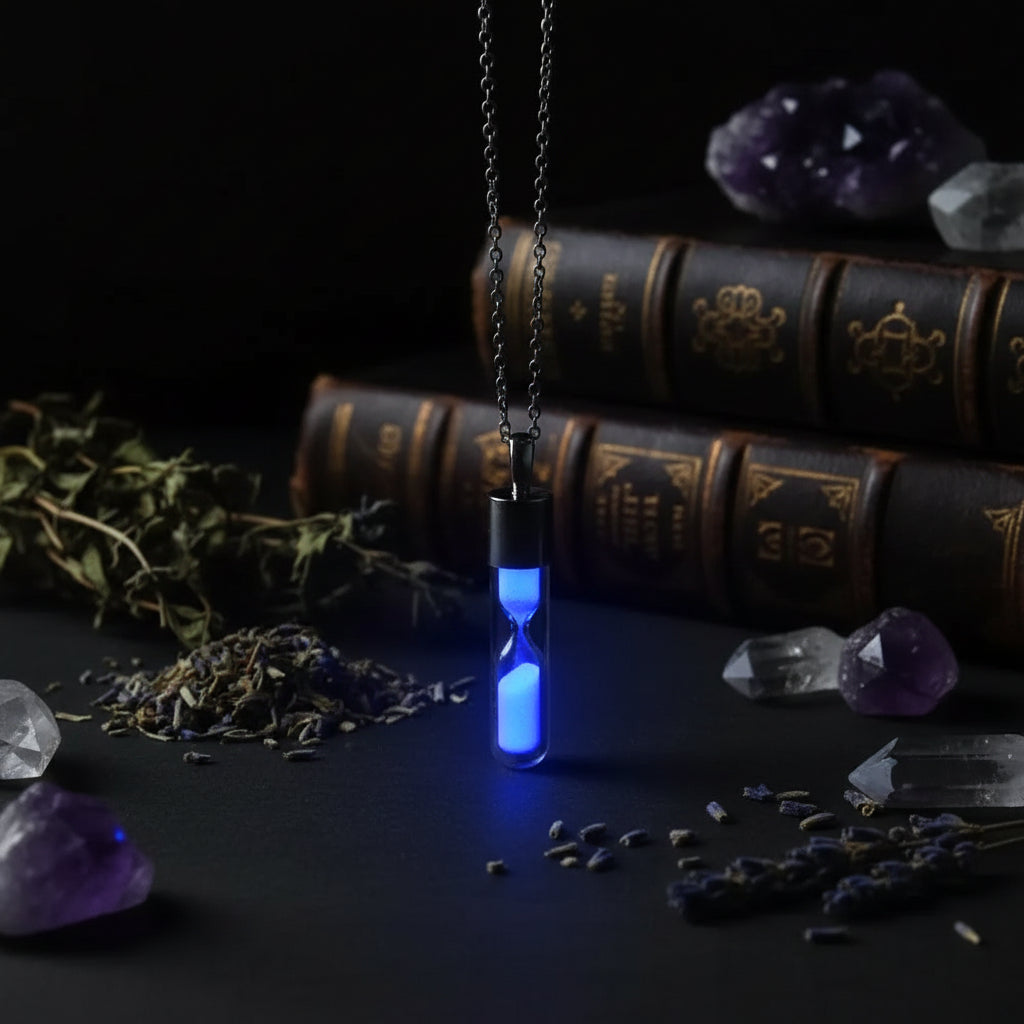 Glow Hourglass Necklace - Sorceress Sanctuary Purple-Green-Blue