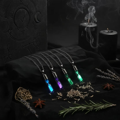 Glow Hourglass Necklace - Sorceress Sanctuary Purple-Green-Blue