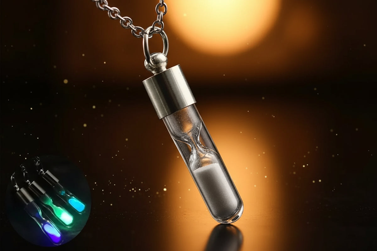 Glow Hourglass Necklace - Sorceress Sanctuary Purple-Green-Blue