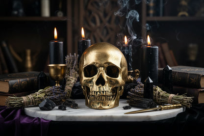 Golden Occult Skull - Sorceress Sanctuary Gold