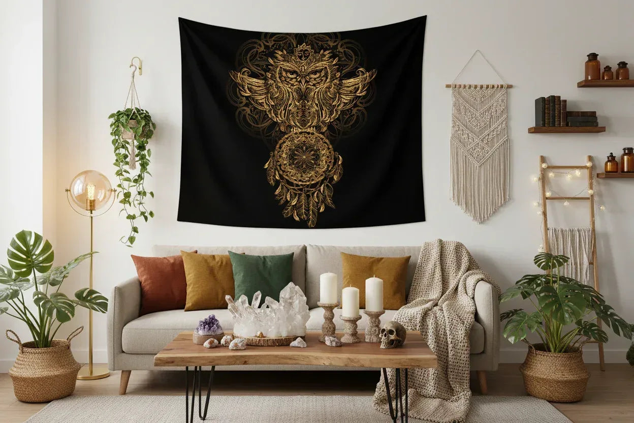Golden Owl Tapestry - Sorceress Sanctuary 130X150CM-150X200CM