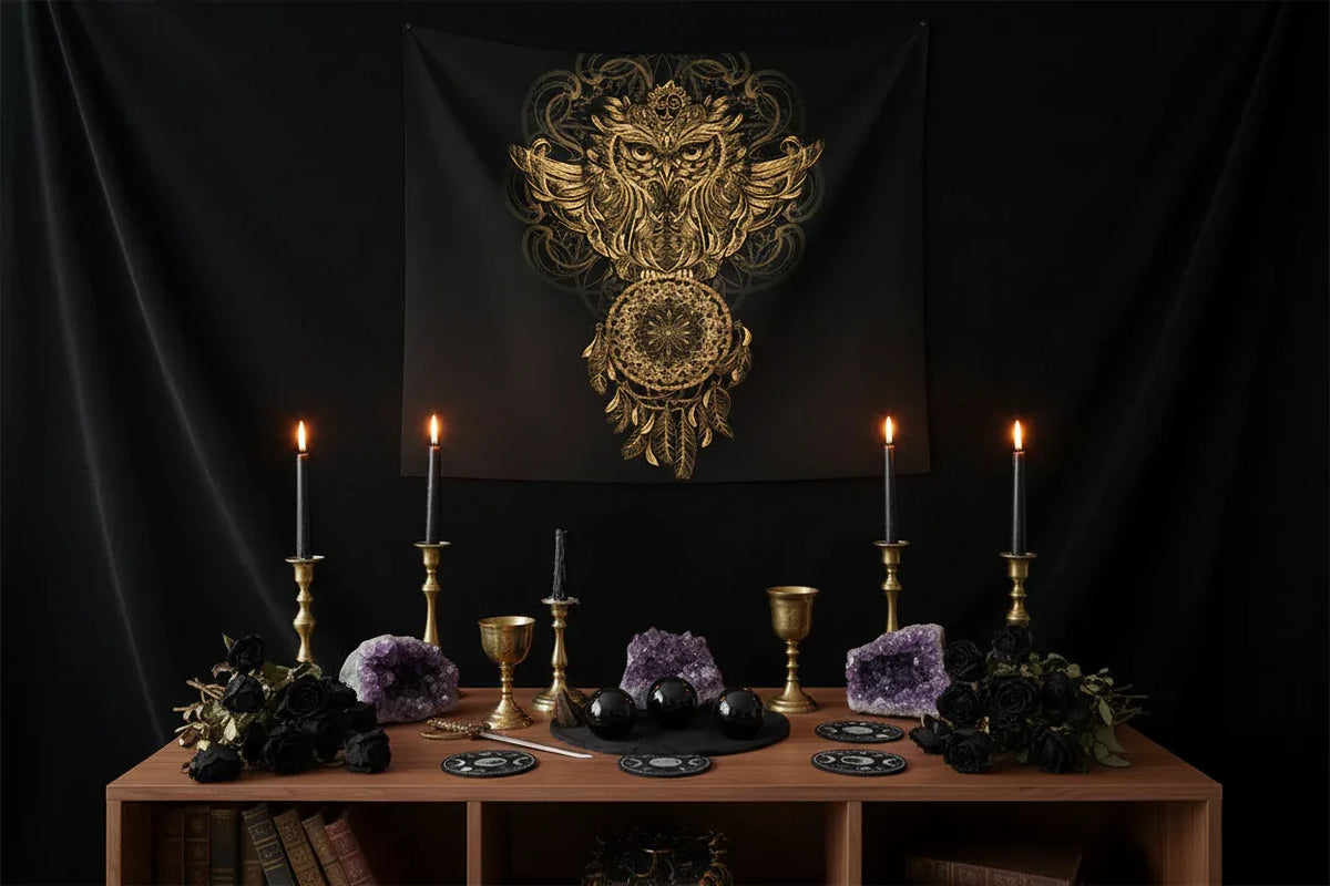 Golden Owl Tapestry - Sorceress Sanctuary 130X150CM-150X200CM